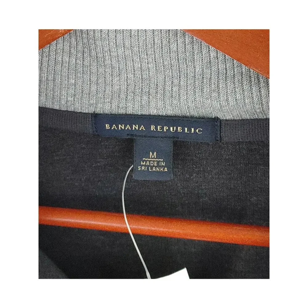 Banana Republic Sweater Mens Medium Heather Gray 1/4 Zip‎ 100% Cotton Jumper